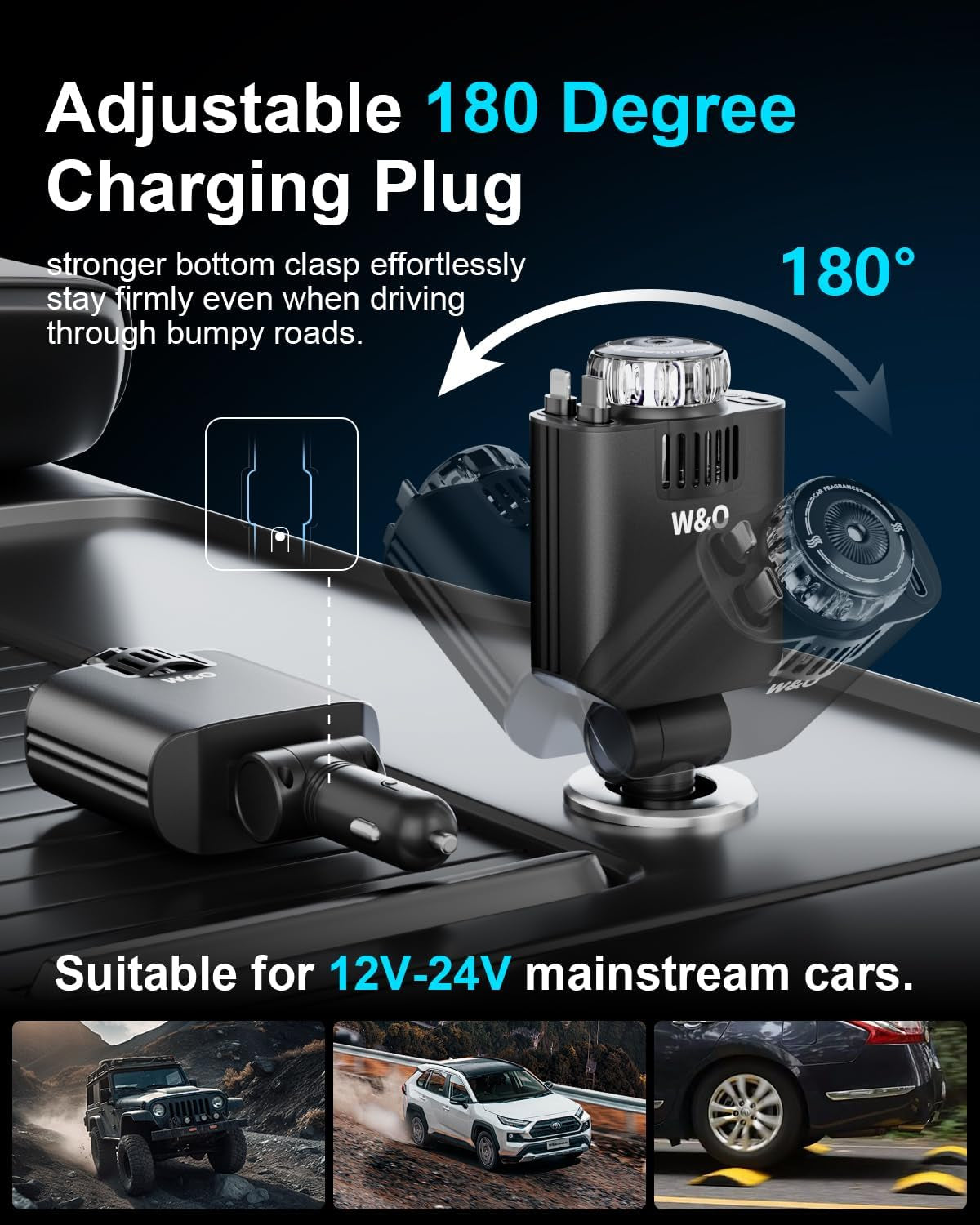 Car Charger Fast Charger for Iphone17/16/15,69W Retractable Car Charger with Aromatherapy and Starlight,5 in 1 Fast Car Charger with L/C Cables,Car Charger Adapter for Iphone,Android(Purple)