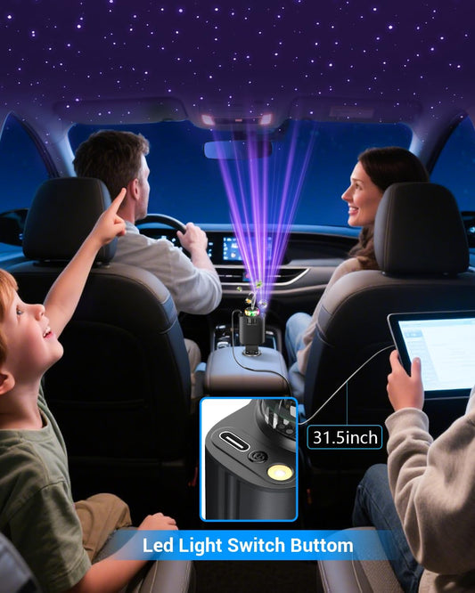Car Charger Fast Charger for Iphone17/16/15,69W Retractable Car Charger with Aromatherapy and Starlight,5 in 1 Fast Car Charger with L/C Cables,Car Charger Adapter for Iphone,Android（Purple）