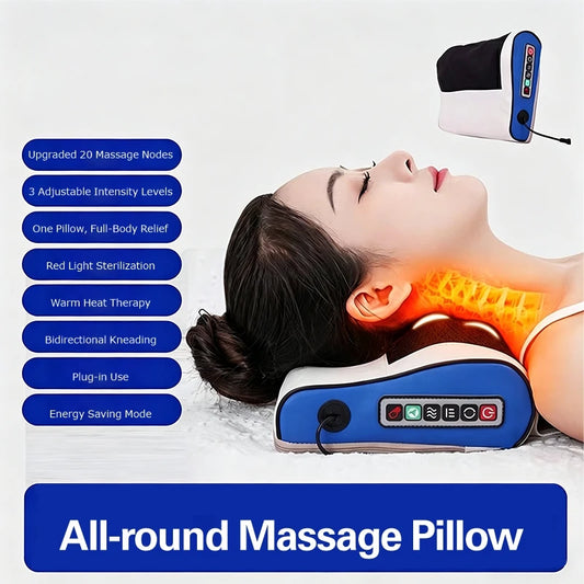 Deep Kneading Neck Shoulder Massager Pillow 42°C Warm Therapy Relieve Fatigue Restore Spinal Vitality Soothing Pain Relief